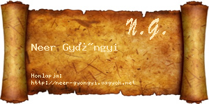 Neer Gyöngyi névjegykártya